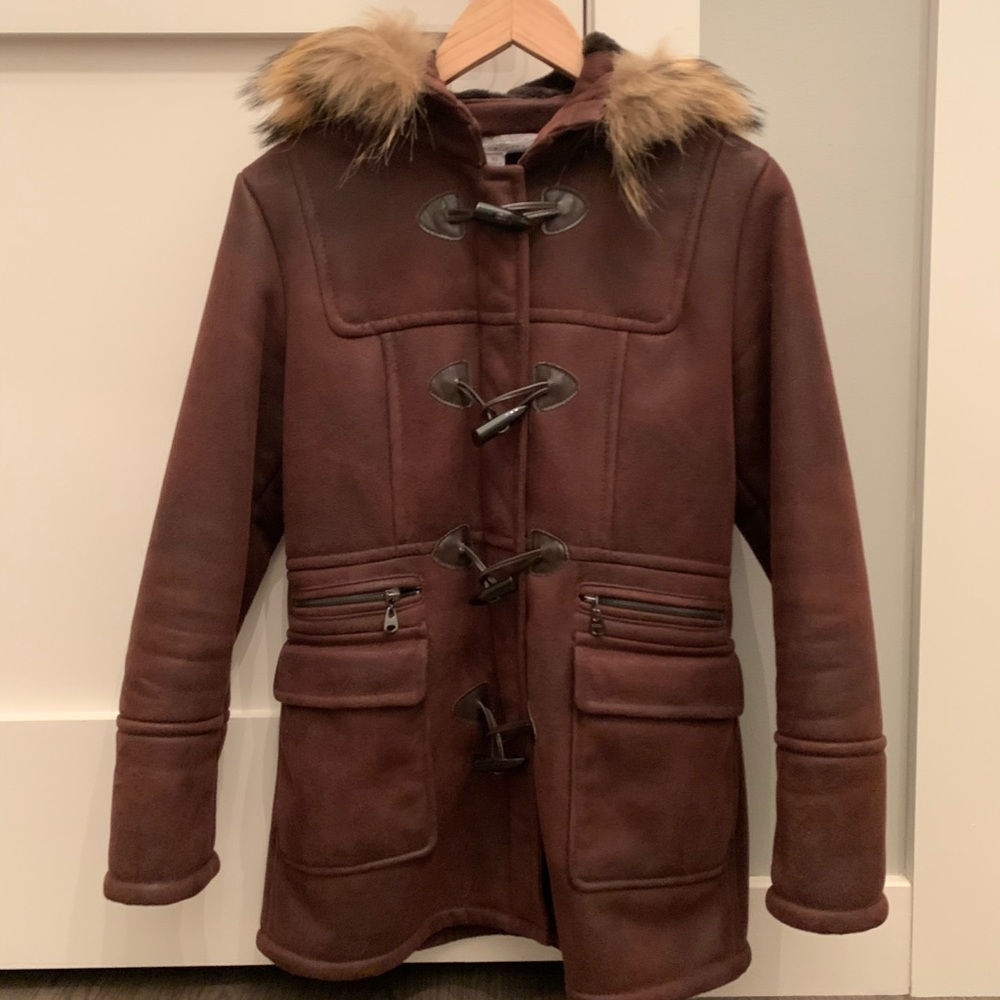 Marc New York Fur Trim Brown Winter Coat Jacket